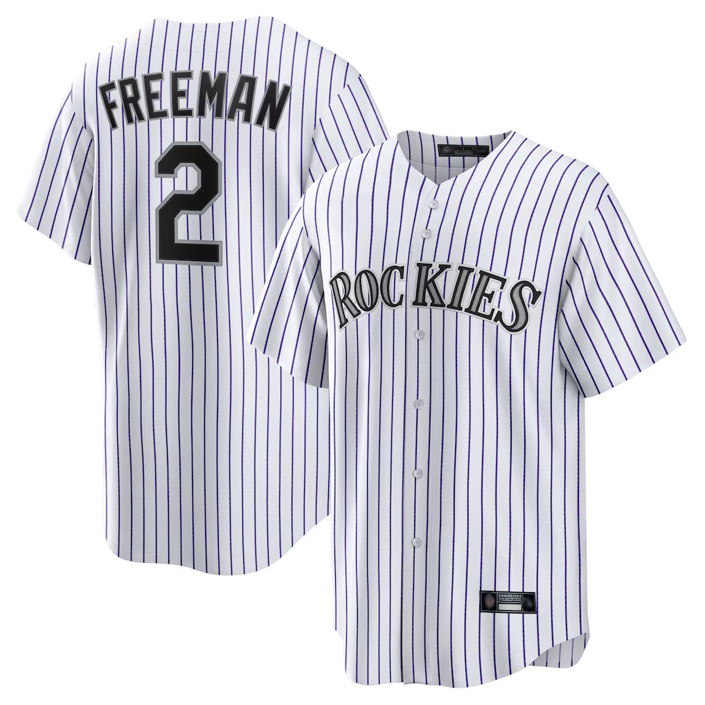 MATTH C.Rockies #2 Tyler Freeman Player White Game Home Stitched Jerseys