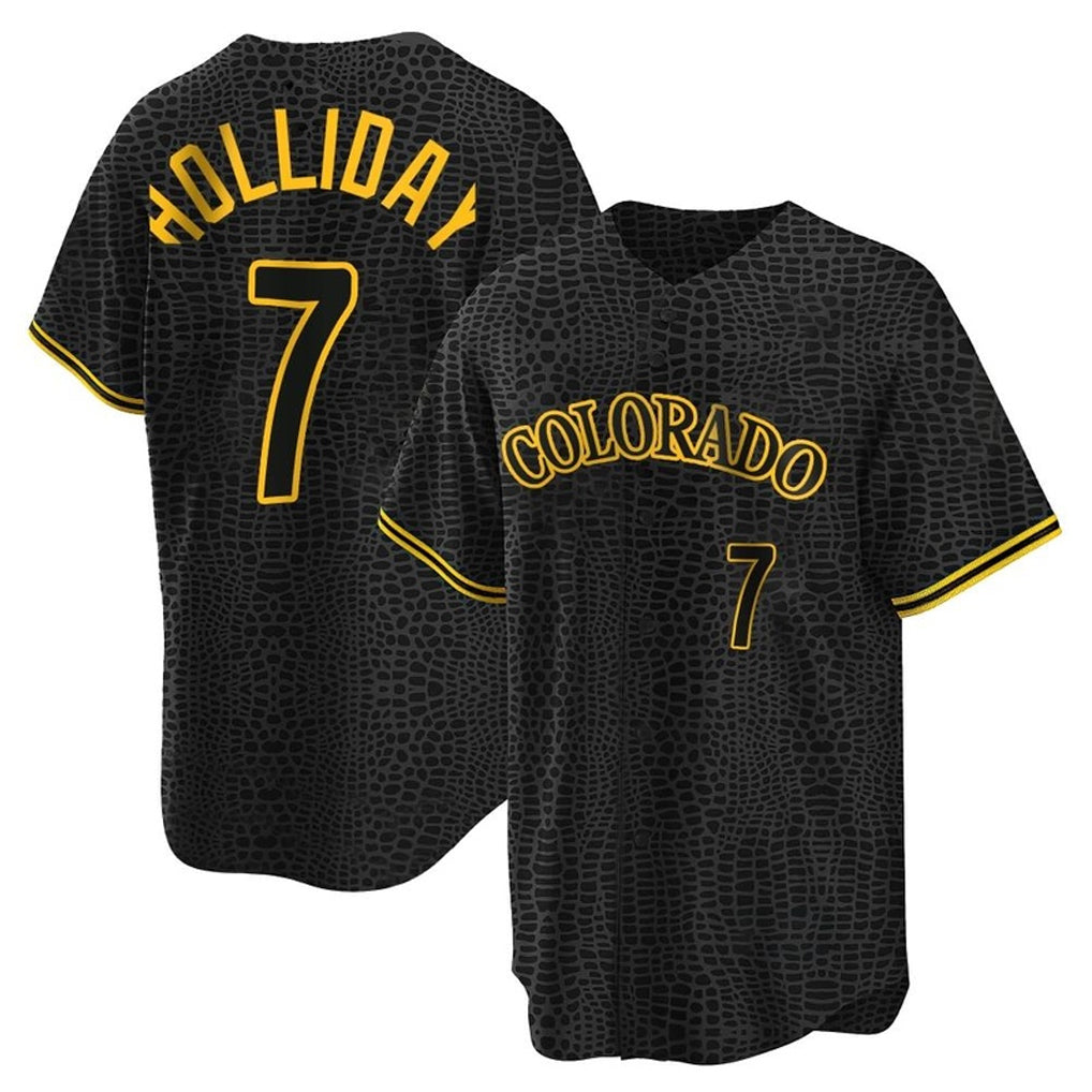 MATTH C.Rockies #7 Matt Holliday Player Black Snake Skin City Home Game Stitched Jerseys