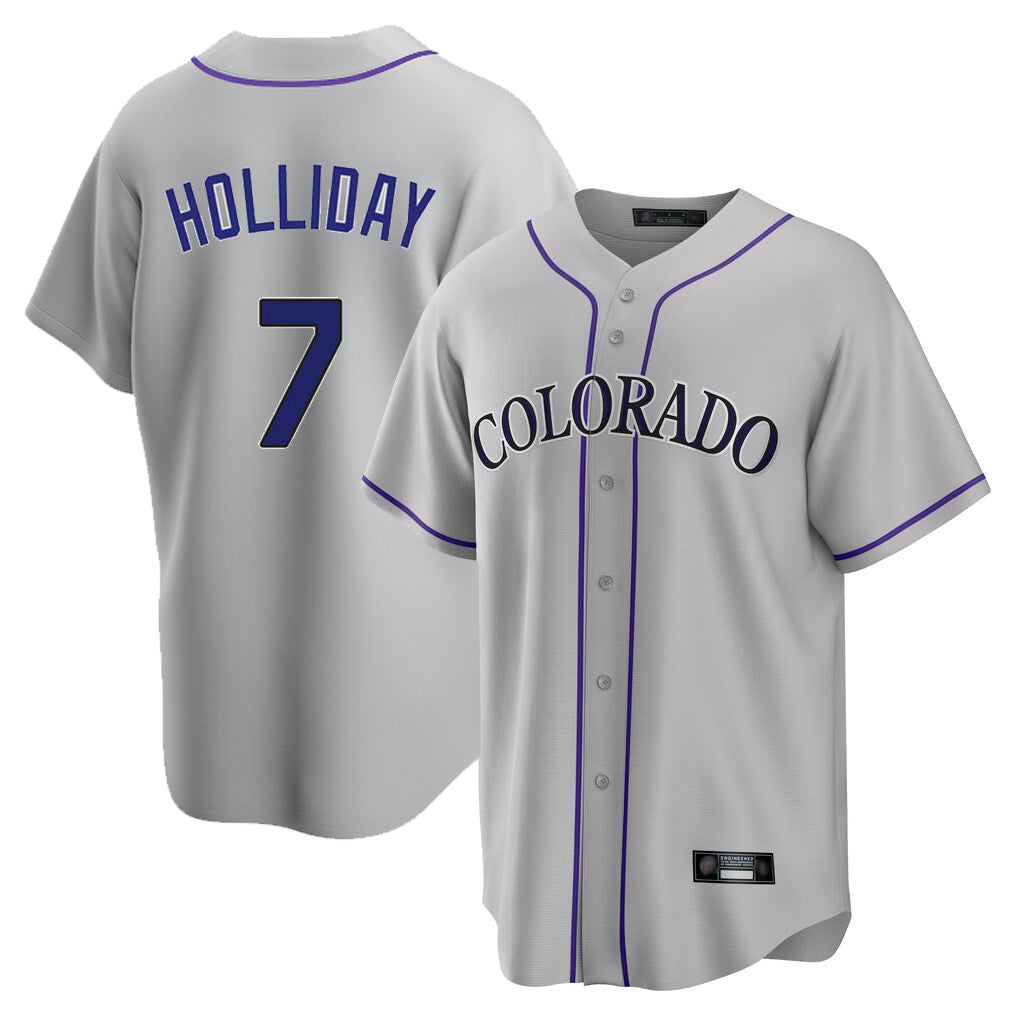 MATTH C.Rockies #7 Matt Holliday Player Gray Game Home Stitched Jerseys