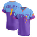 MATTH C.Rockies #7 Matt Holliday Player Purple-Light Blue City Connect Limited Elite Home T-shirt Stitched Jerseys