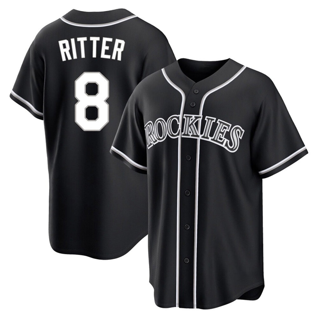MATTH C.Rockies #8 Ryan Ritter Player Black Fashion Out Home Game Stitched Jerseys