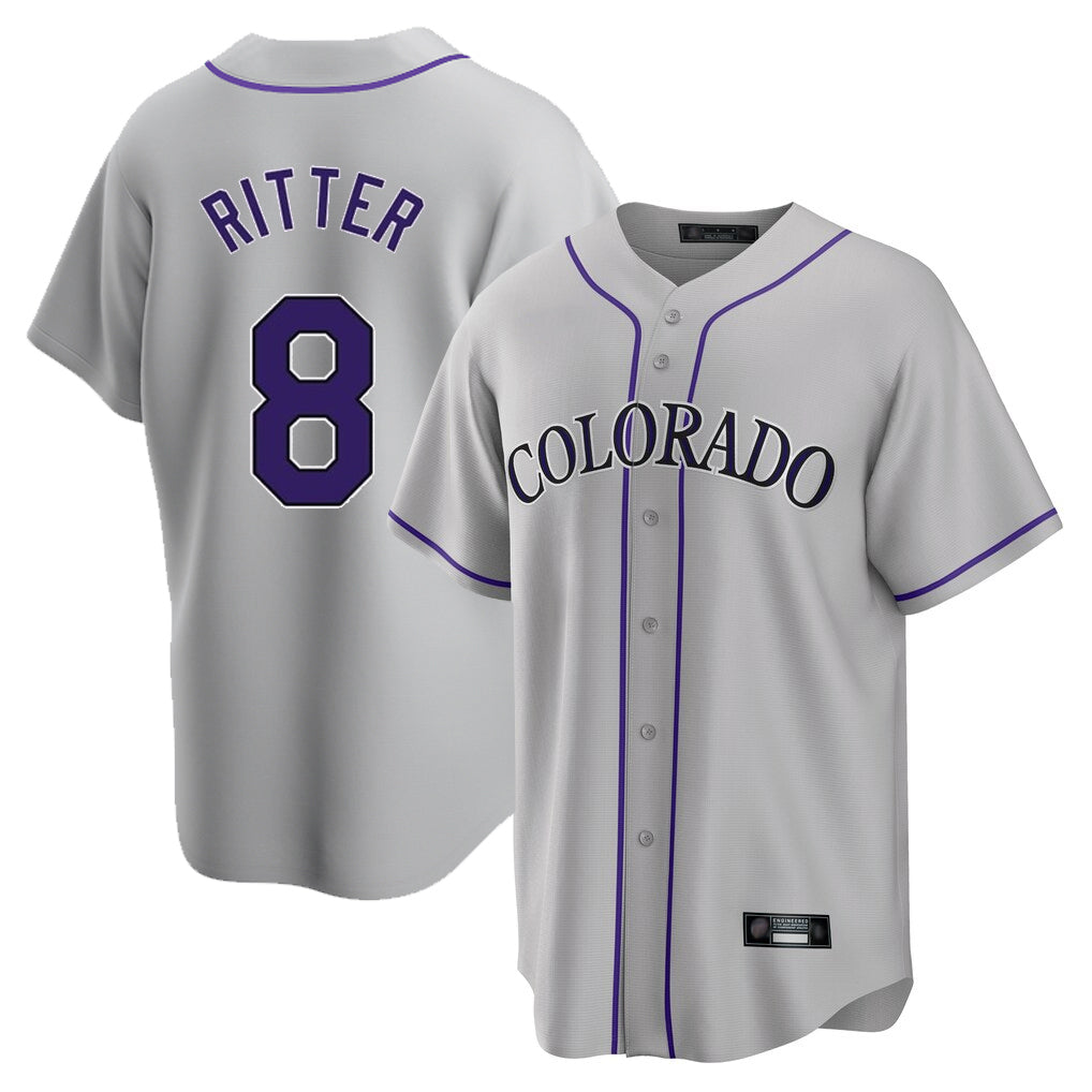 MATTH C.Rockies #8 Ryan Ritter Player Gray Game Home Stitched Jerseys