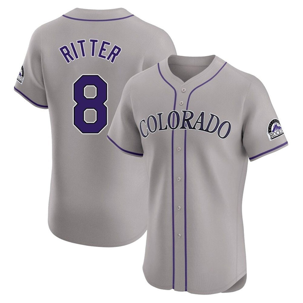 MATTH C.Rockies #8 Ryan Ritter Player Gray Limited Elite Home Stitched Jerseys