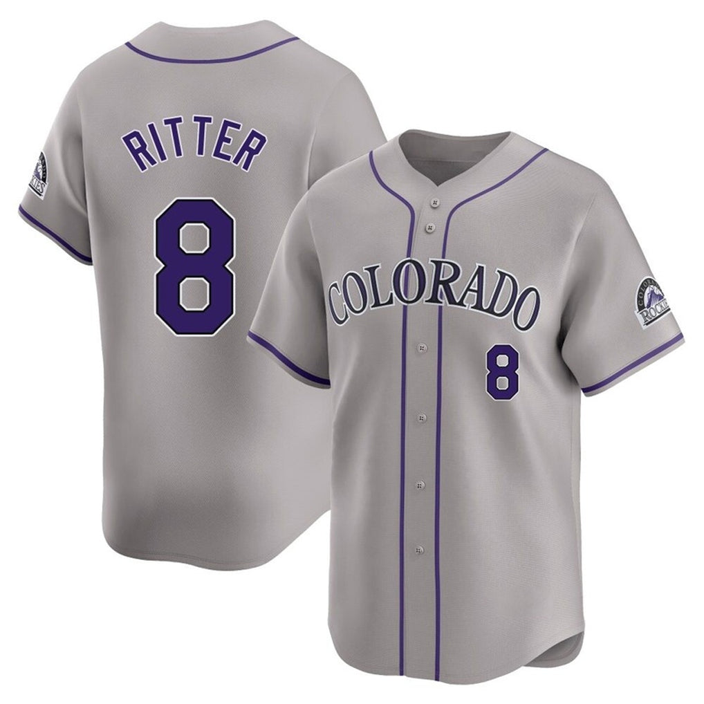 MATTH C.Rockies #8 Ryan Ritter Player Gray Limited Home Stitched Jerseys