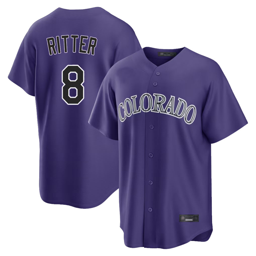 MATTH C.Rockies #8 Ryan Ritter Player Purple Game Home Stitched Jerseys