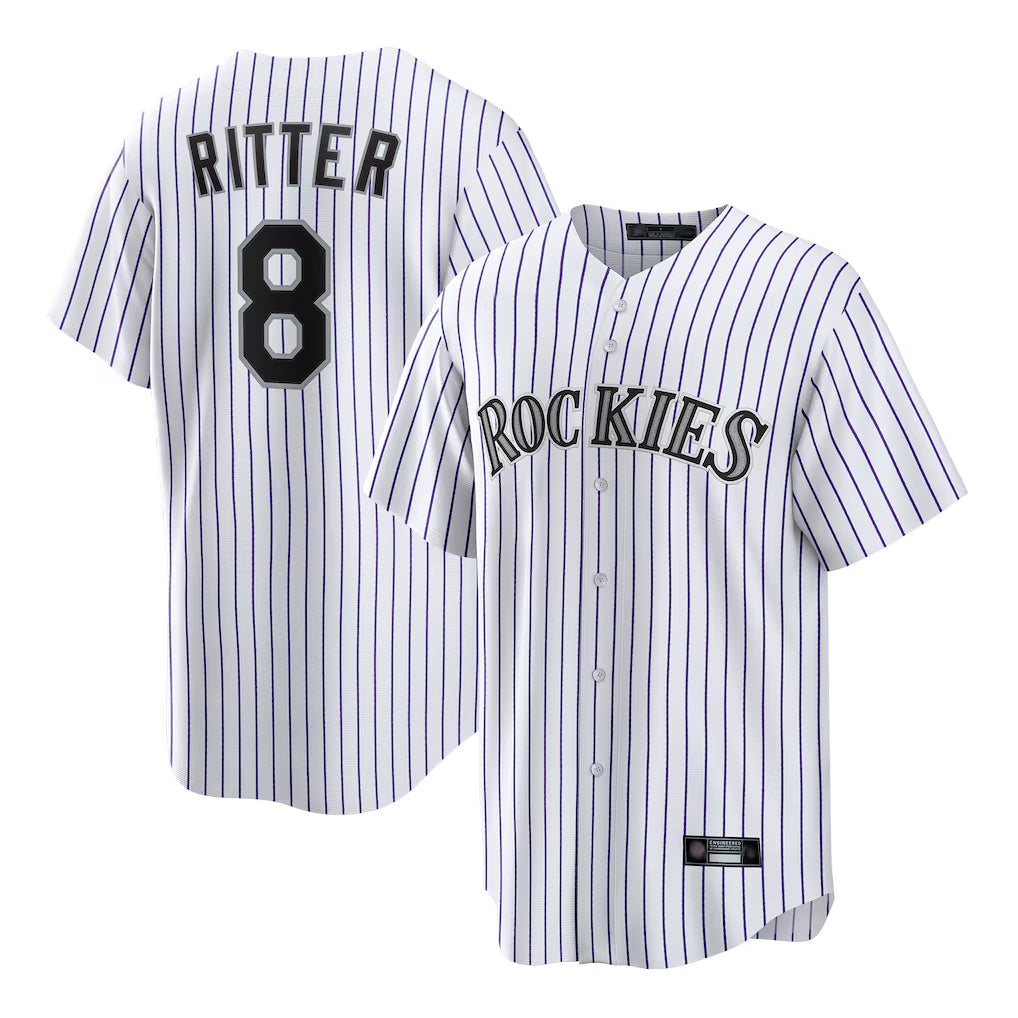 MATTH C.Rockies #8 Ryan Ritter Player White Game Home Stitched Jerseys