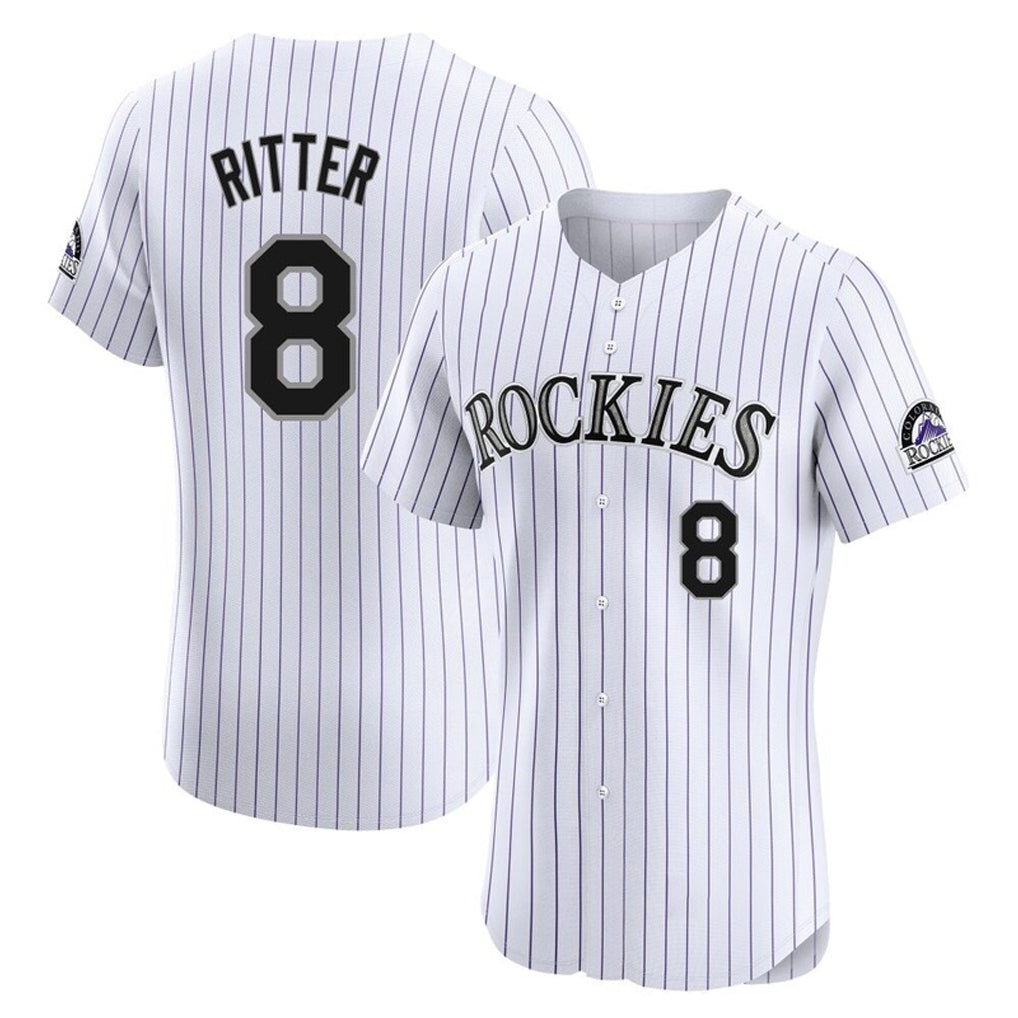 MATTH C.Rockies #8 Ryan Ritter Player White Limited Elite Home Stitched Jerseys