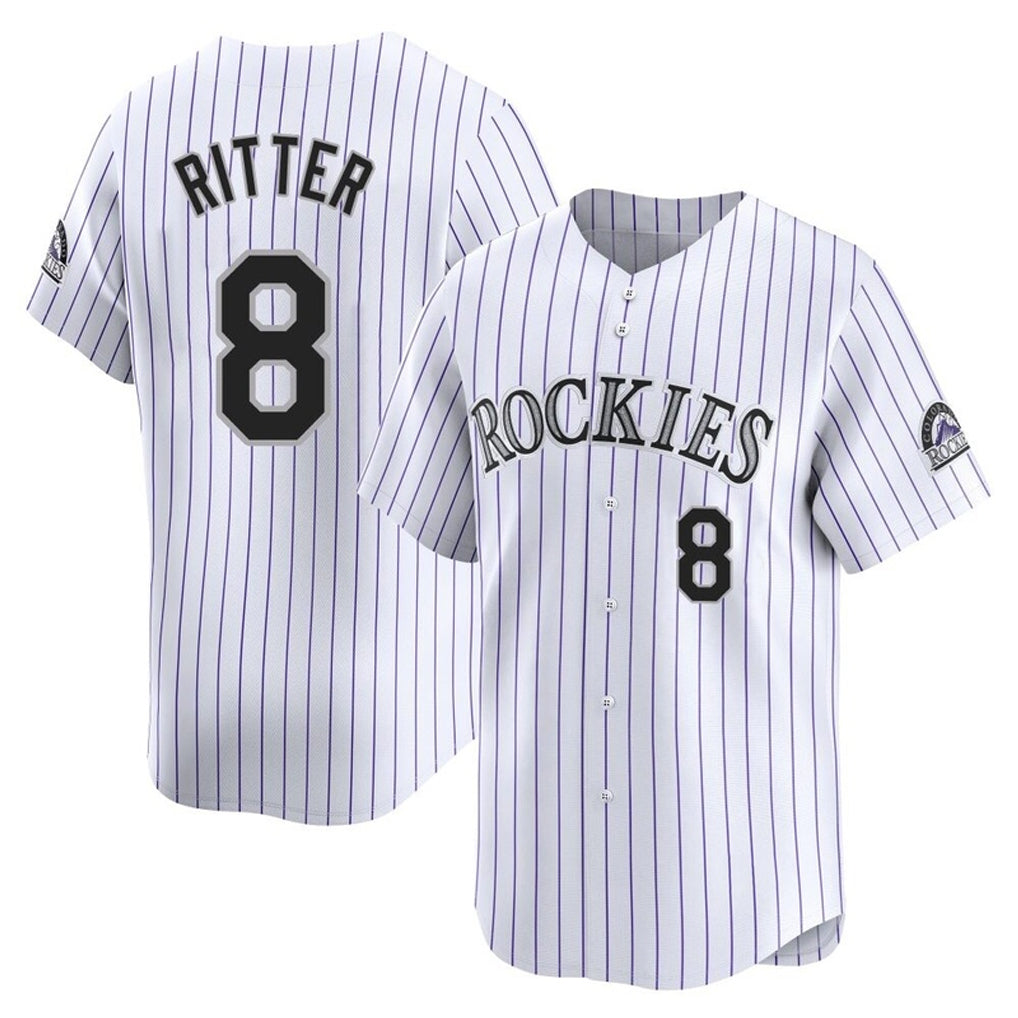 MATTH C.Rockies #8 Ryan Ritter Player White Limited Home Stitched Jerseys