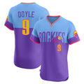 MATTH C.Rockies #9 Brenton Doyle Player Purple-Light Blue City Connect Limited Elite Home T-shirt Stitched Jerseys