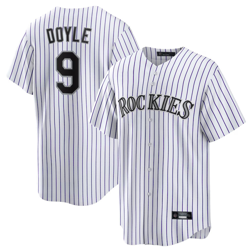 MATTH C.Rockies #9 Brenton Doyle Player White Game Home Stitched Jerseys