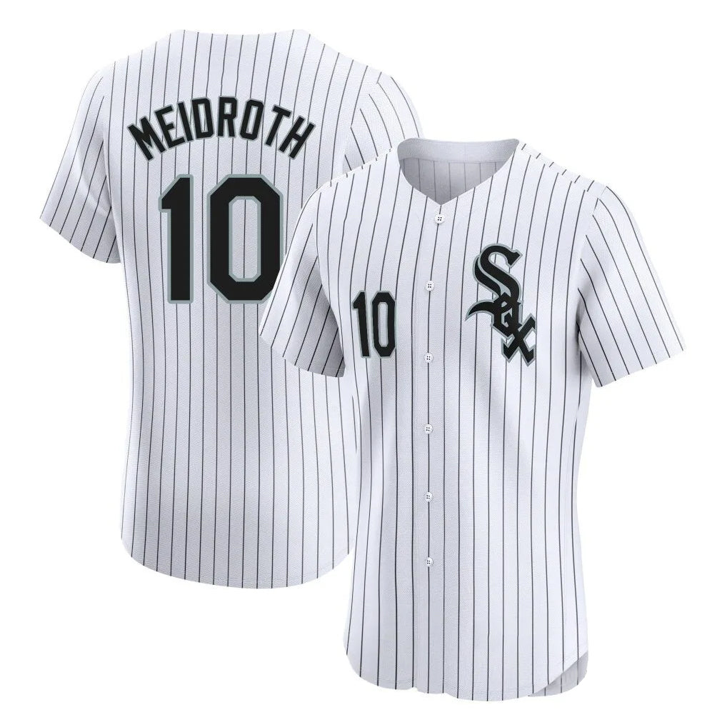 MATTH C.White Sox #10 Chase Meidroth Player White Stripe Limited Elite Home Stitched Jerseys