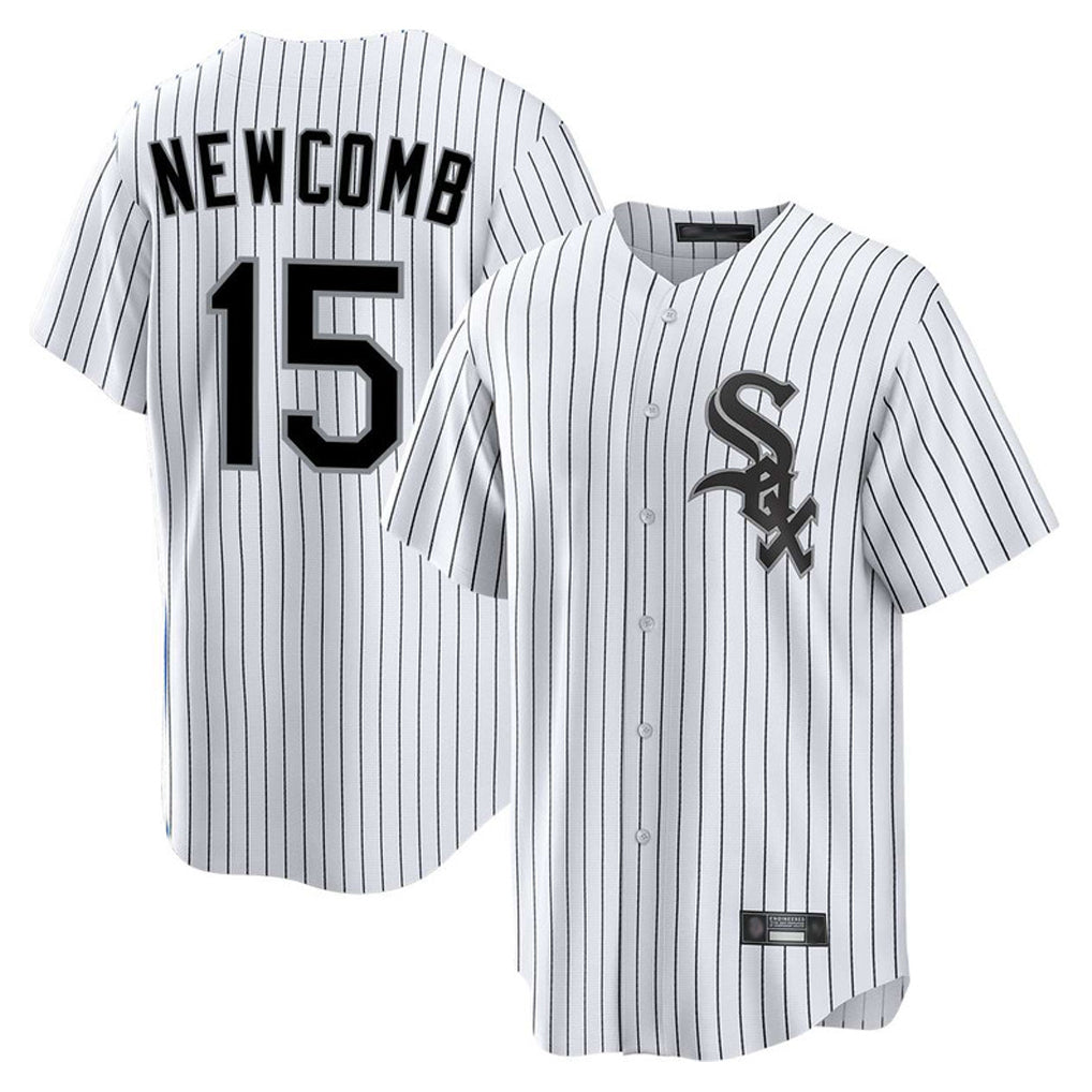MATTH C.White Sox #15 Sean Newcomb Player White Stripe Home Game Stitched Jerseys