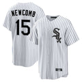 MATTH C.White Sox #15 Sean Newcomb Player White Stripe Home Game Stitched Jerseys