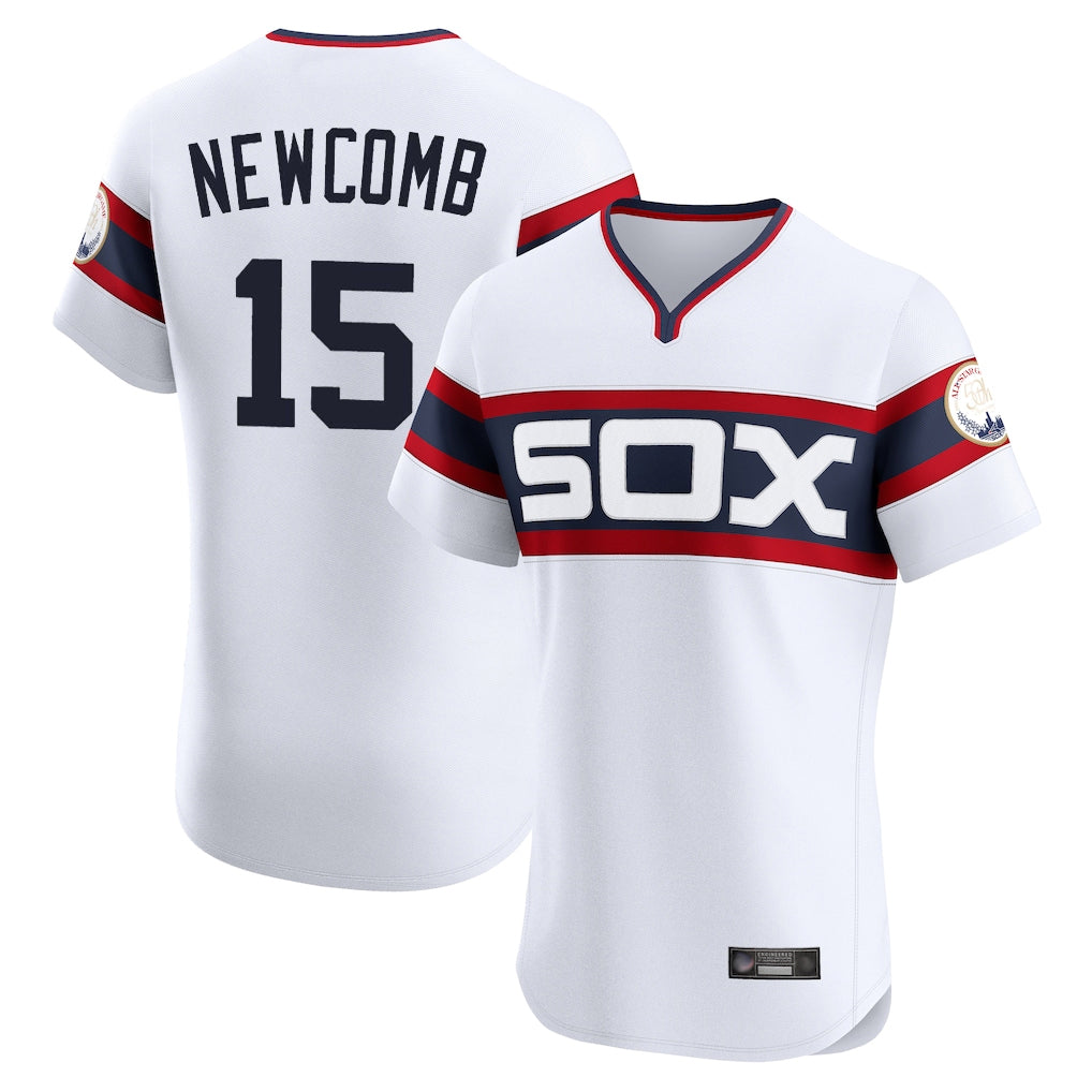 MATTH C.White Sox #15 Sean Newcomb Player White T-shirt Limited Elite Home Stitched Jerseys