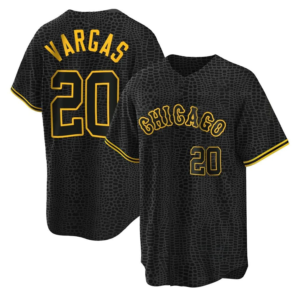MATTH C.White Sox #20 Miguel Vargas Player Black Snake Skin City Home Game Stitched Jerseys