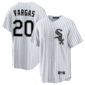 MATTH C.White Sox #20 Miguel Vargas Player White Stripe Home Game Stitched Jerseys
