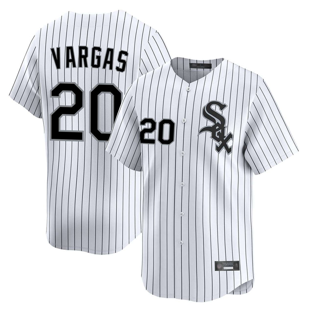 MATTH C.White Sox #20 Miguel Vargas Player White Stripe Limited Home Stitched Jerseys