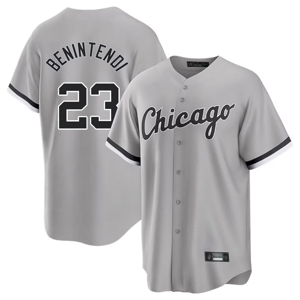 MATTH C.White Sox #23 Andrew Benintendi Player Gray Home Game Stitched Jerseys