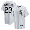 MATTH C.White Sox #23 Andrew Benintendi Player White Stripe Home Game Stitched Jerseys