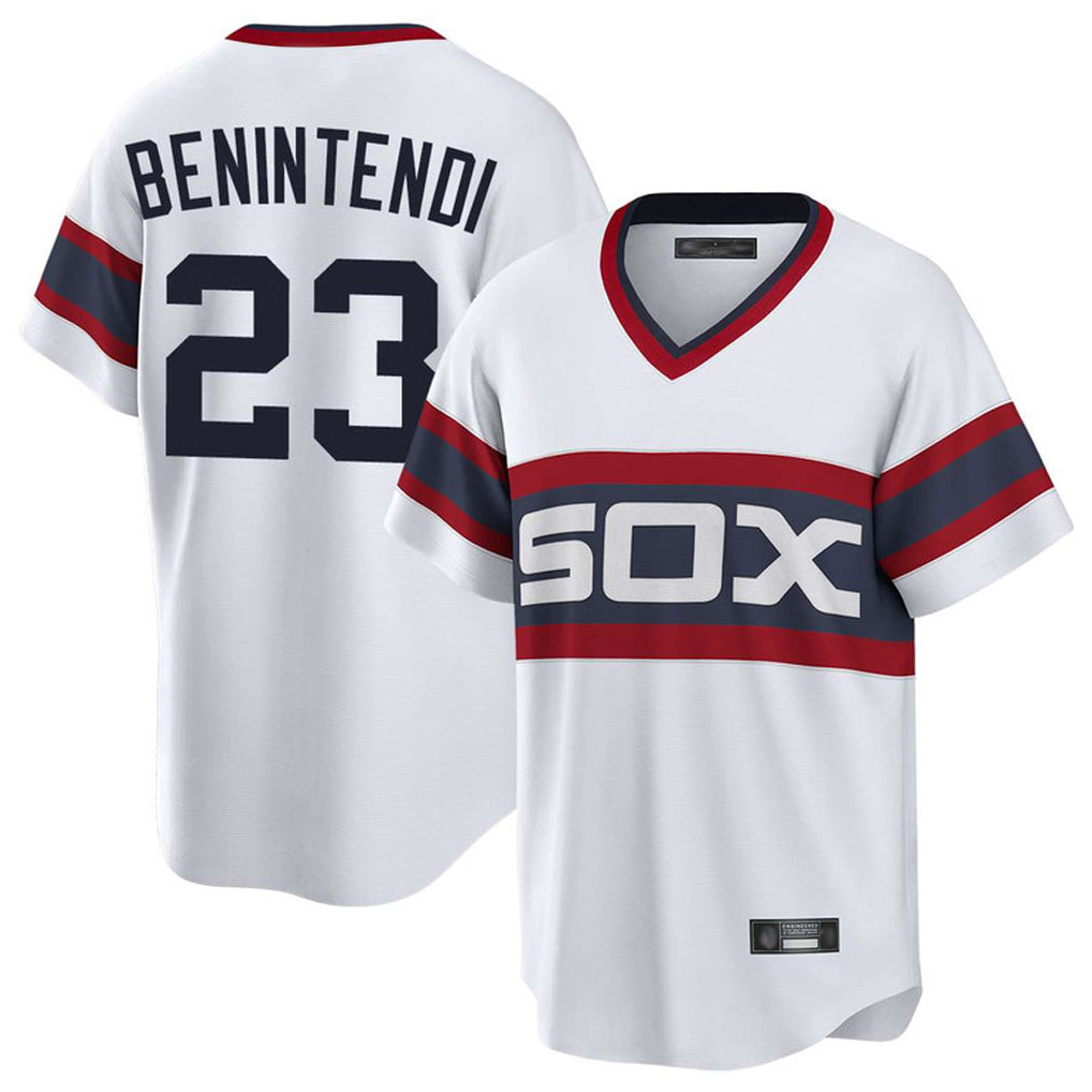 MATTH C.White Sox #23 Andrew Benintendi Player White T-shirt Home Game Stitched Jerseys