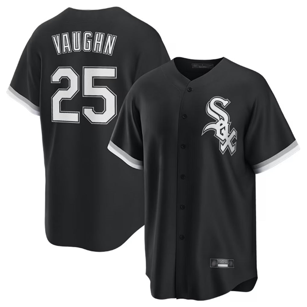 MATTH C.White Sox #25 Andrew Vaughn Player Black Home Game Stitched Jerseys