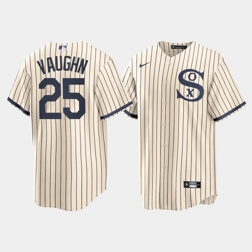 MATTH C.White Sox #25 Andrew Vaughn Player Cream Field of Dreams Home Game Stitched Jerseys