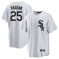 MATTH C.White Sox #25 Andrew Vaughn Player White Stripe Home Game Stitched Jerseys