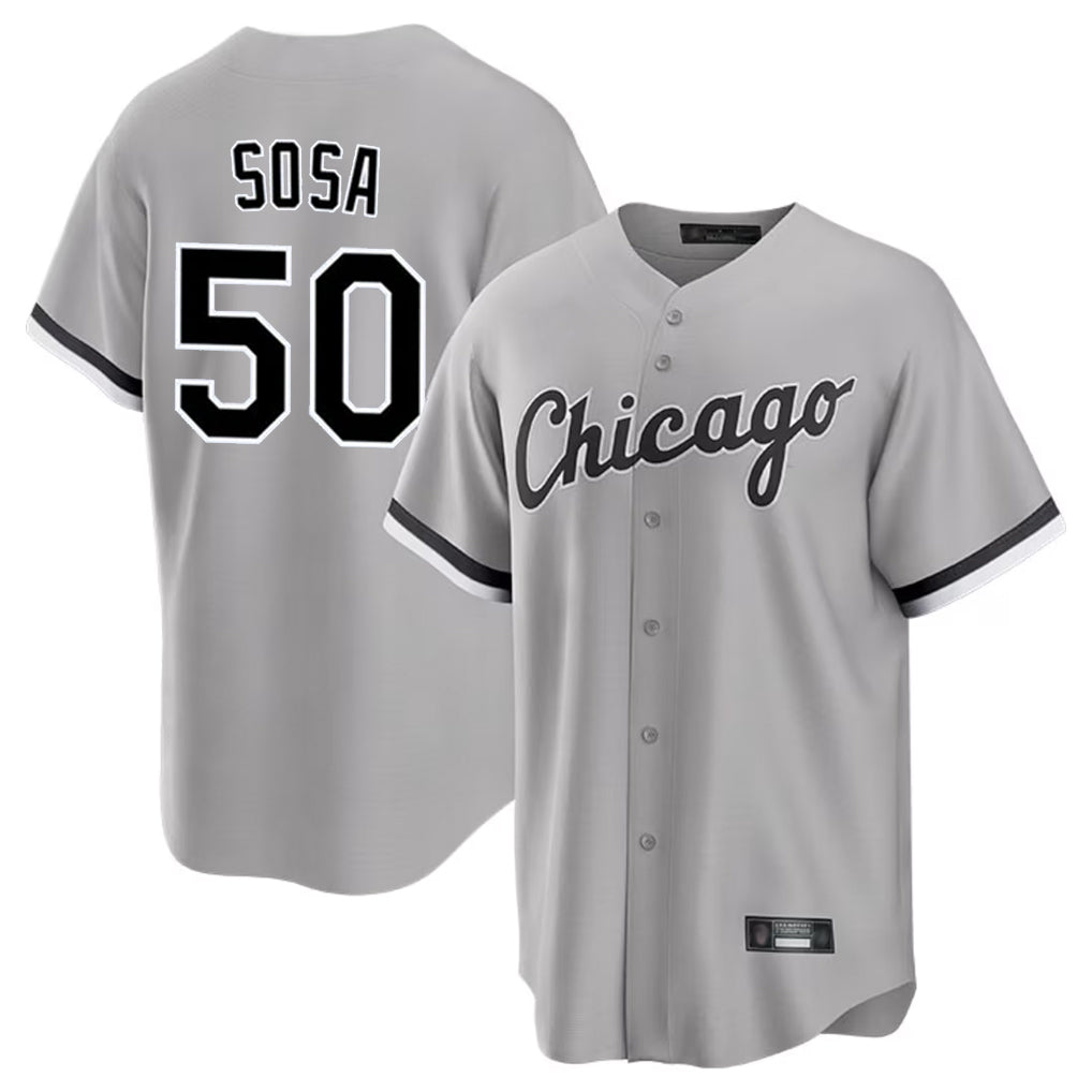 MATTH C.White Sox #50 Lenyn Sosa Player Gray Home Game Stitched Jerseys