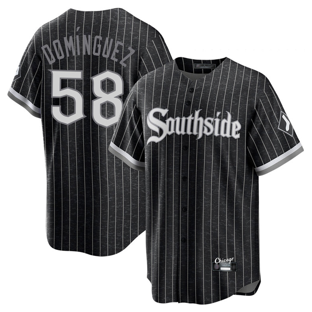 MATTH C.White Sox #58 Seranthony Dom¡§anguez Player Black City Connect Home Game Stitched Jerseys