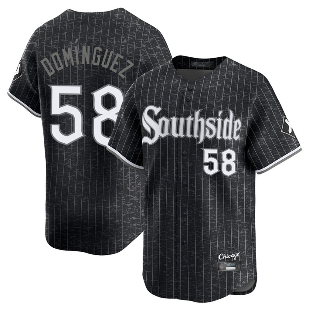 MATTH C.White Sox #58 Seranthony Dom¡§anguez Player Black City Connect Limited Home Stitched Jerseys