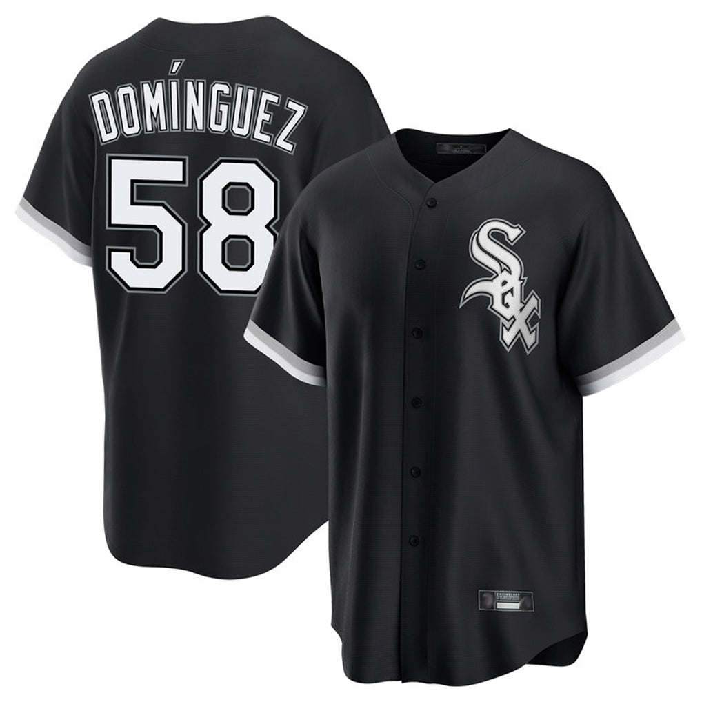MATTH C.White Sox #58 Seranthony Dom¡§anguez Player Black Home Game Stitched Jerseys