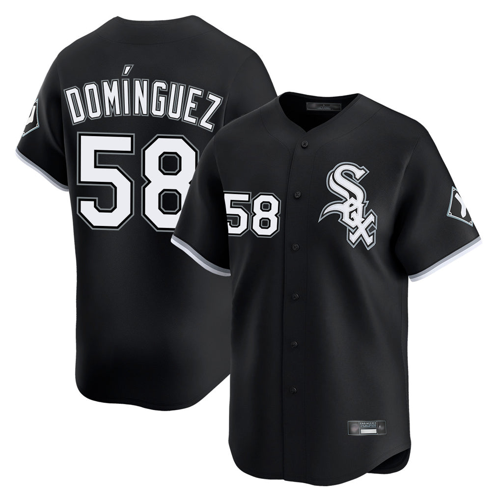MATTH C.White Sox #58 Seranthony Dom¡§anguez Player Black Limited Home Stitched Jerseys