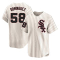 MATTH C.White Sox #58 Seranthony Dom¡§anguez Player Cream Cooperstown Collection Limited Home Stitched Jerseys