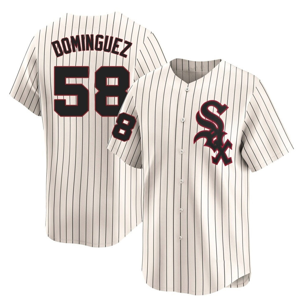 MATTH C.White Sox #58 Seranthony Dom¡§anguez Player Cream Cooperstown Collection Limited Home Stitched Jerseys