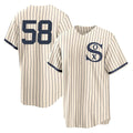 MATTH C.White Sox #58 Seranthony Dom¡§anguez Player Cream Field of Dreams Home Game Stitched Jerseys