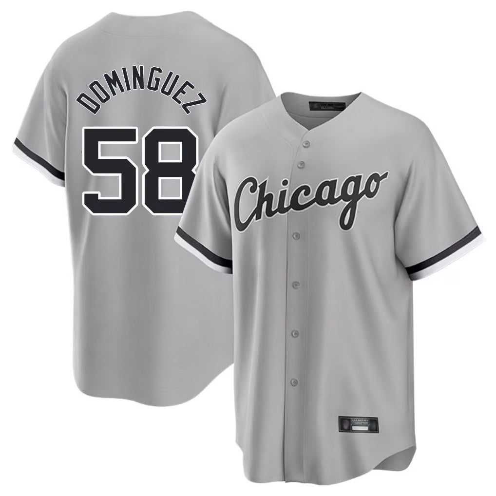 MATTH C.White Sox #58 Seranthony Dom¡§anguez Player Gray Home Game Stitched Jerseys