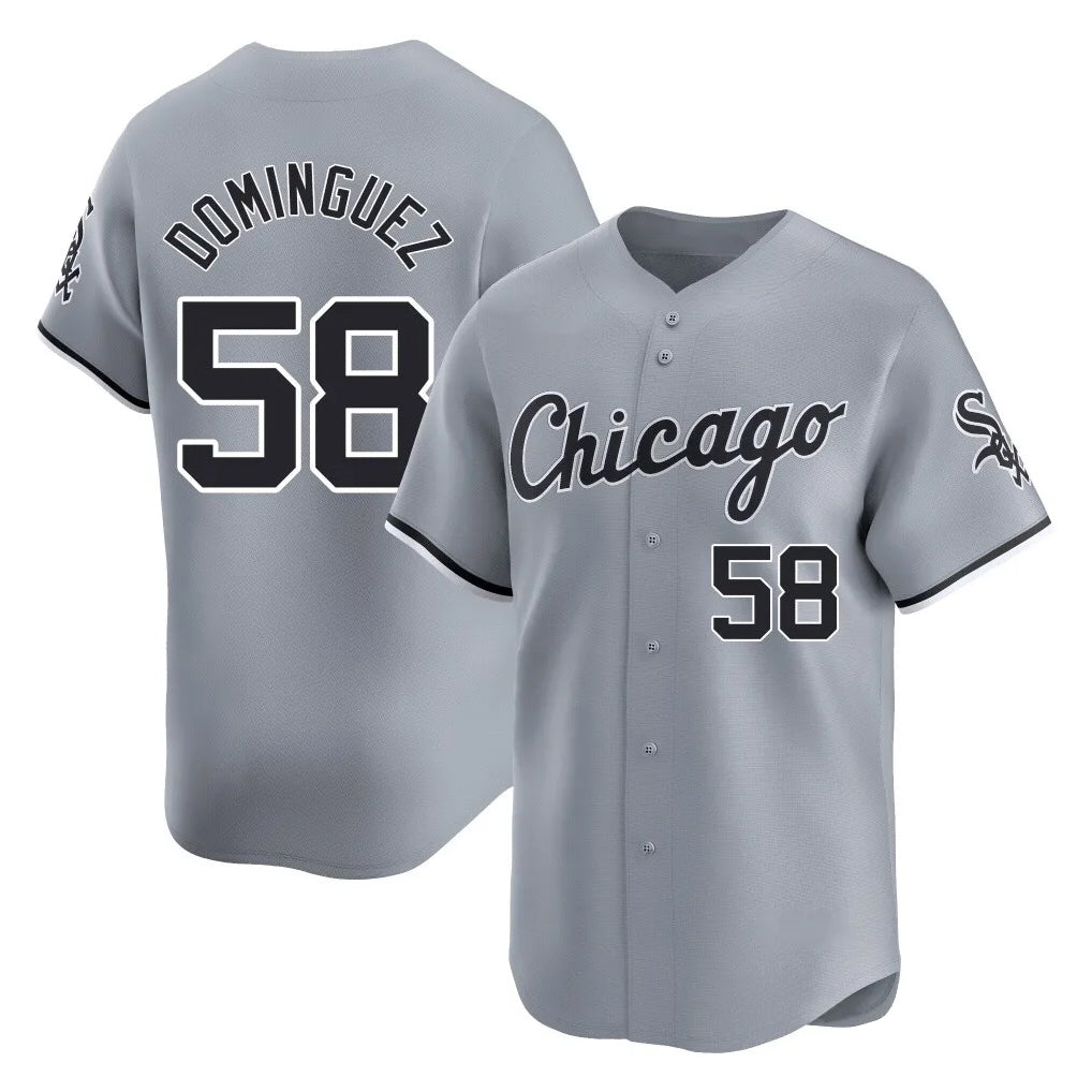 MATTH C.White Sox #58 Seranthony Dom¡§anguez Player Gray Road Limited Home Stitched Jerseys