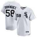 MATTH C.White Sox #58 Seranthony Dom¡§anguez Player White Stripe Limited Home Stitched Jerseys