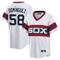 MATTH C.White Sox #58 Seranthony Dom¡§anguez Player White T-shirt Home Game Stitched Jerseys