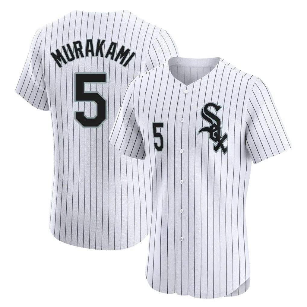 MATTH C.White Sox #5 Munetaka Murakami Player White Stripe Limited Elite Home Stitched Jerseys