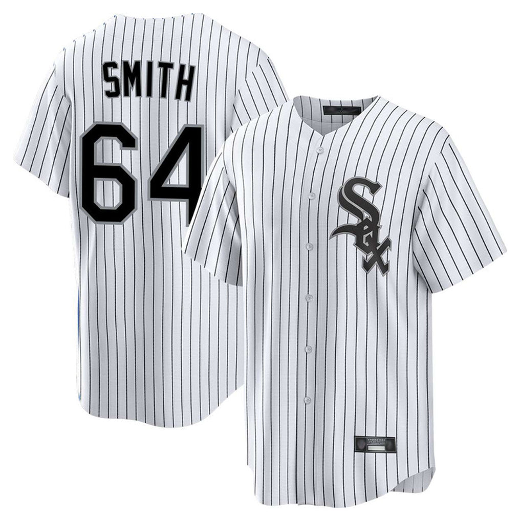 MATTH C.White Sox #64 Shane Smith Player White Stripe Home Game Stitched Jerseys