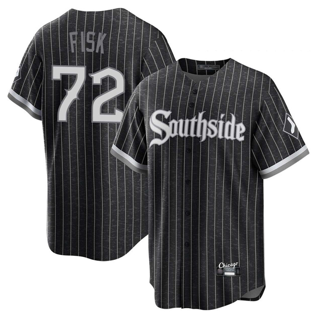 MATTH C.White Sox #72 Carlton Fisk Player Black City Connect Home Game Stitched Jerseys