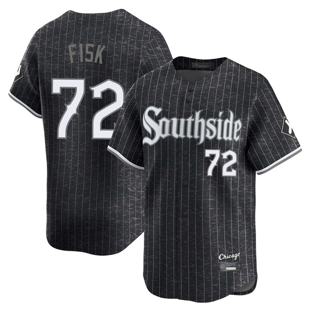 MATTH C.White Sox #72 Carlton Fisk Player Black City Connect Limited Home Stitched Jerseys