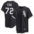 MATTH C.White Sox #72 Carlton Fisk Player Black Home Game Stitched Jerseys
