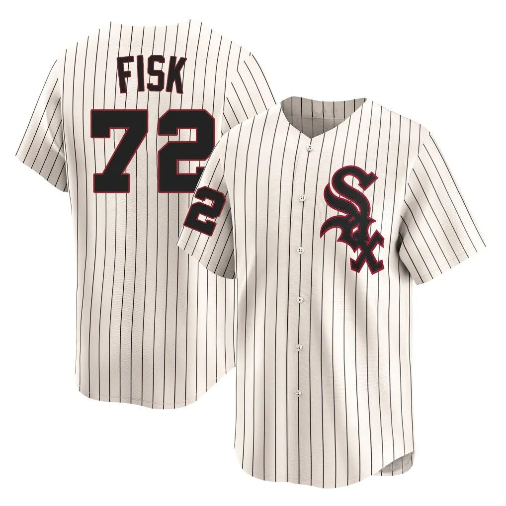 MATTH C.White Sox #72 Carlton Fisk Player Cream Cooperstown Collection Limited Home Stitched Jerseys