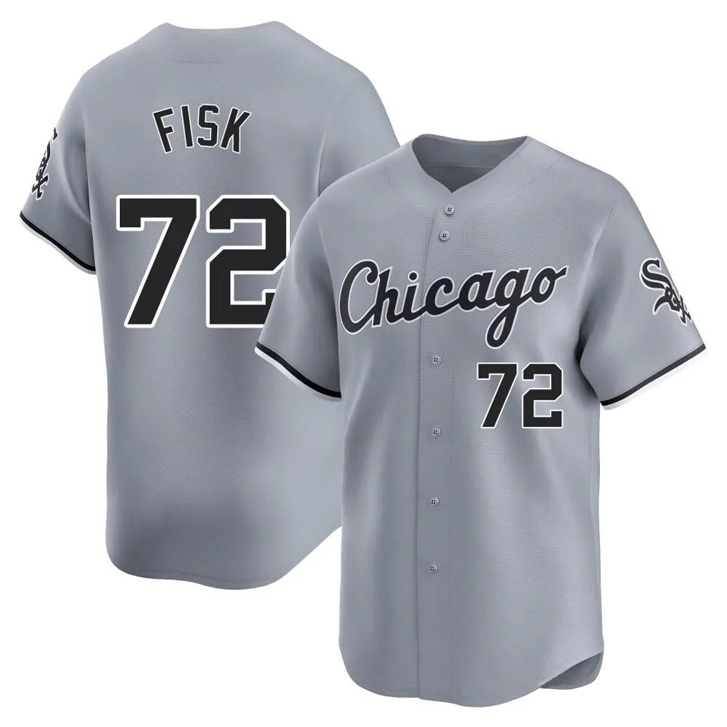 MATTH C.White Sox #72 Carlton Fisk Player Gray Road Limited Home Stitched Jerseys