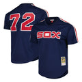 MATTH C.White Sox #72 Carlton Fisk Player Navy Mitchell & Ness Cooperstown Collection Mesh Game Stitched Jerseys