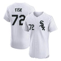 MATTH C.White Sox #72 Carlton Fisk Player White Stripe Limited Elite Home Stitched Jerseys