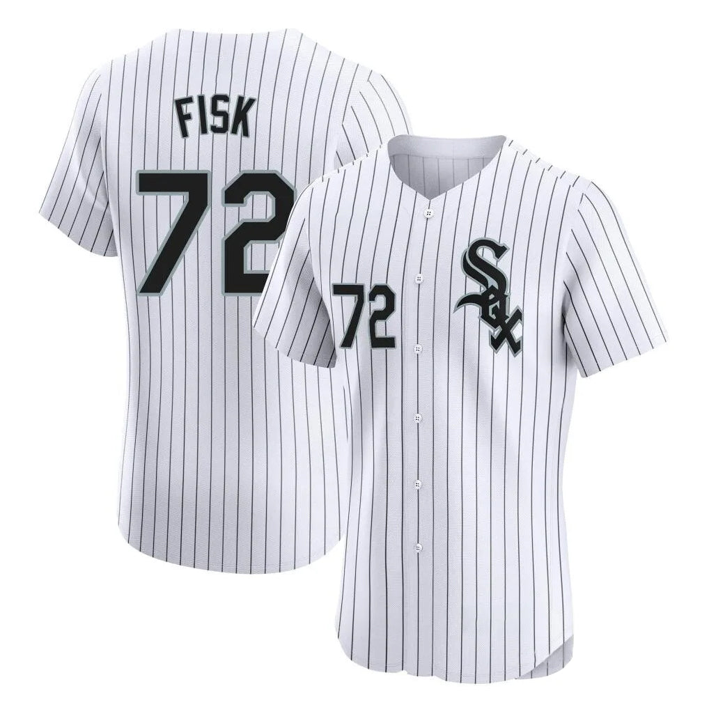 MATTH C.White Sox #72 Carlton Fisk Player White Stripe Limited Elite Home Stitched Jerseys