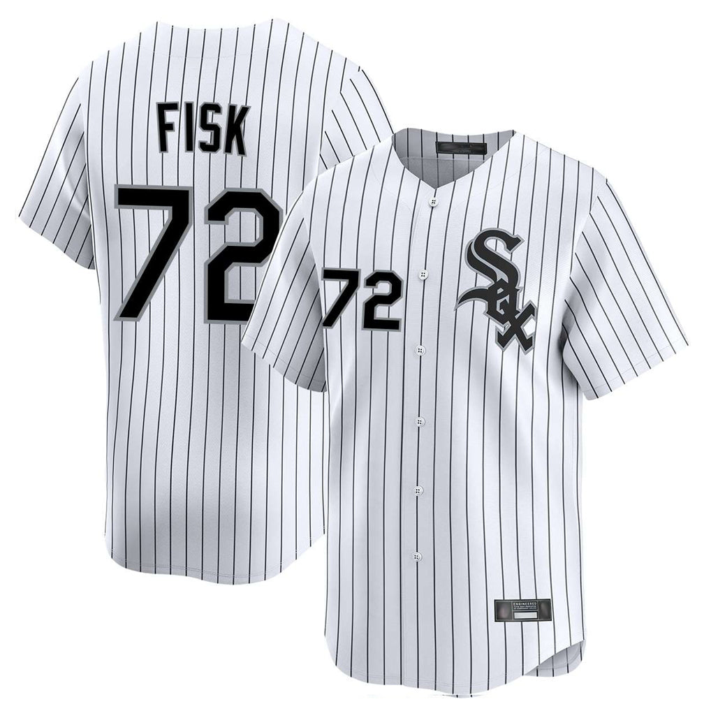 MATTH C.White Sox #72 Carlton Fisk Player White Stripe Limited Home Stitched Jerseys